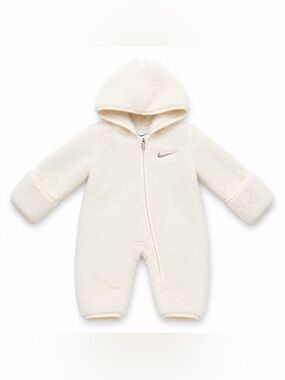 Nike Cream Sherpa Hooded Baby One-Piece 3M
